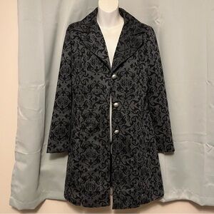 Papillon Blanc Black and Gray Patterned Trench Coat